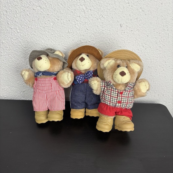 Other - Vintage 1986 Wendys Furskins 7" Teddy Bear Plush Set Of 3 Bears Xavier Roberts